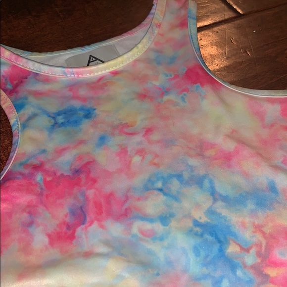 UNIF Tie Dye Rainbow Halter Crop Top - Picture 2 of 4